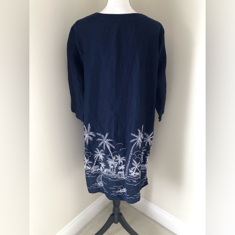 Talbots Navy and White Palm Tree Dress - Picture 4 of 8
